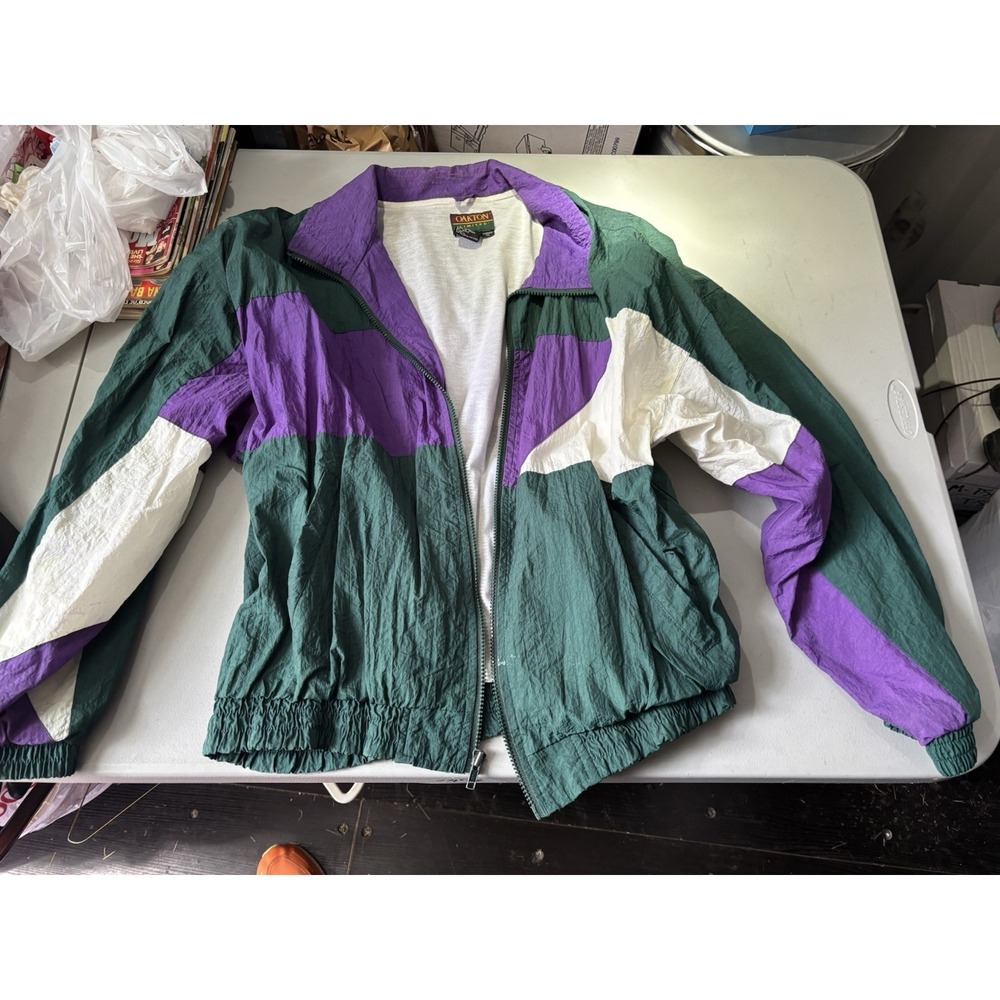 Vtg‎ Oakton Limited XL Green Purple White Color block XL Windbreaker